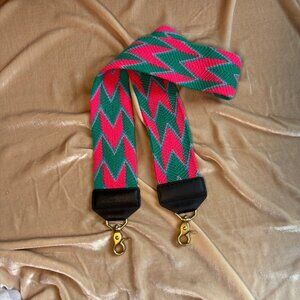 Shoppe Salt Woven Bag Strap Pink and Teal NWOT